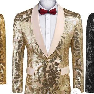 Coofandy sequin gold blazer men’s jacket formal wedding groom red carpet